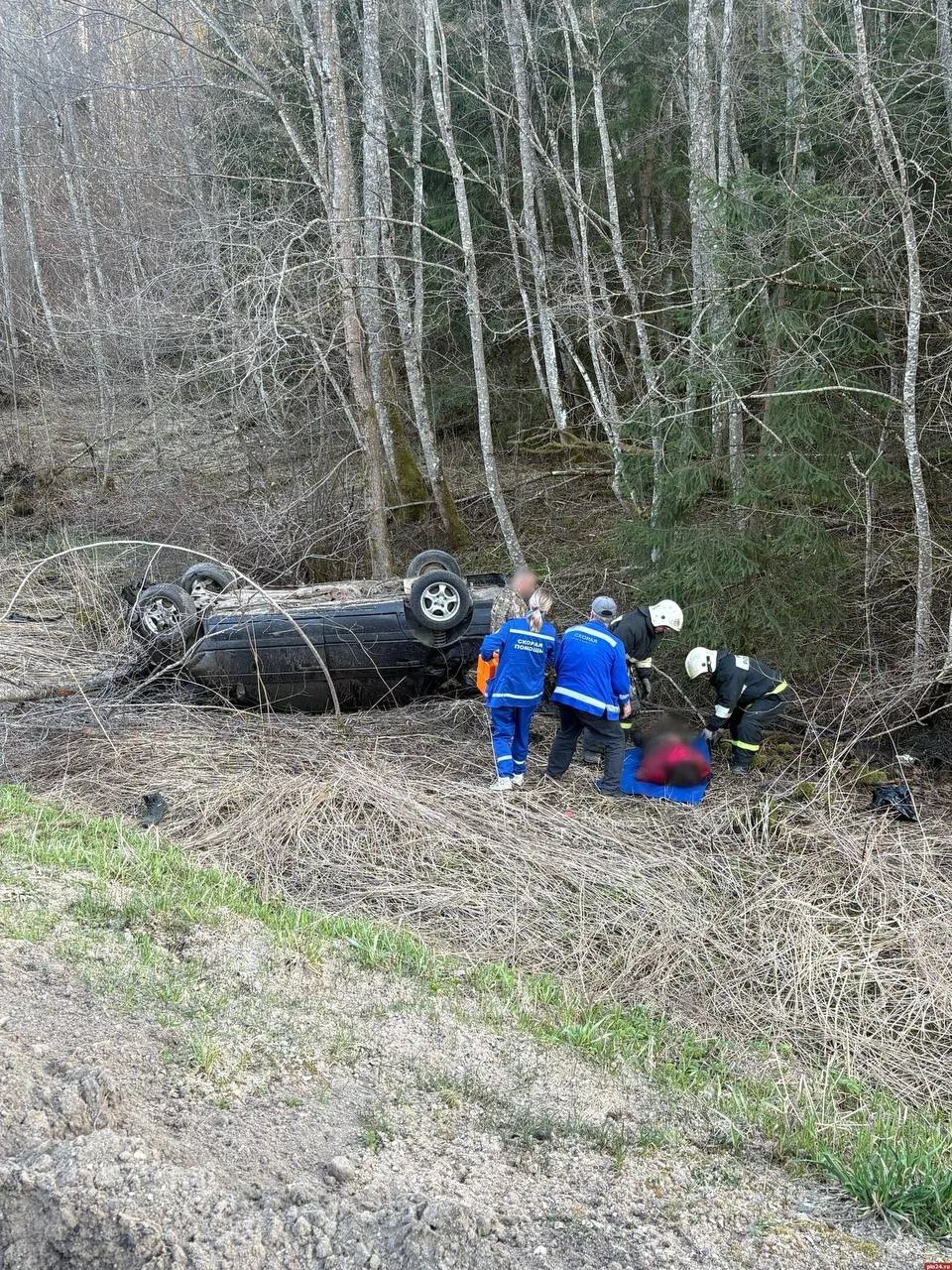 Женщина пострадала в результате опрокидывания автомобиля в кювет в Новосокольническом округе Женщина пострадала в результате опрокидывания автомобиля в кювет в Новосокольническом округе