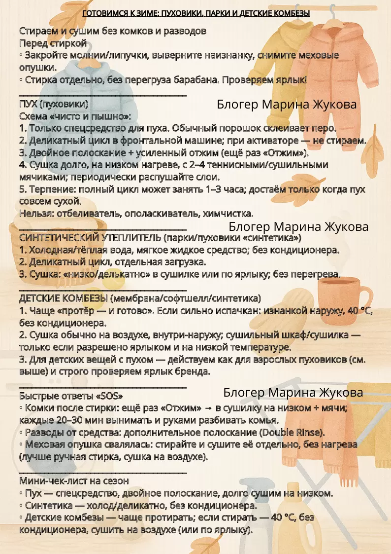 Секреты идеальной стирки зимней одежды