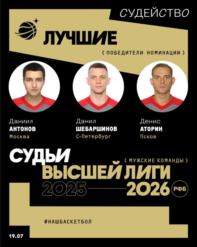 Псковский арбитр Денис Аторин вошёл в тройку лучших по итогам прошедшего сезона Высшей лиги по баскетболу среди мужчин