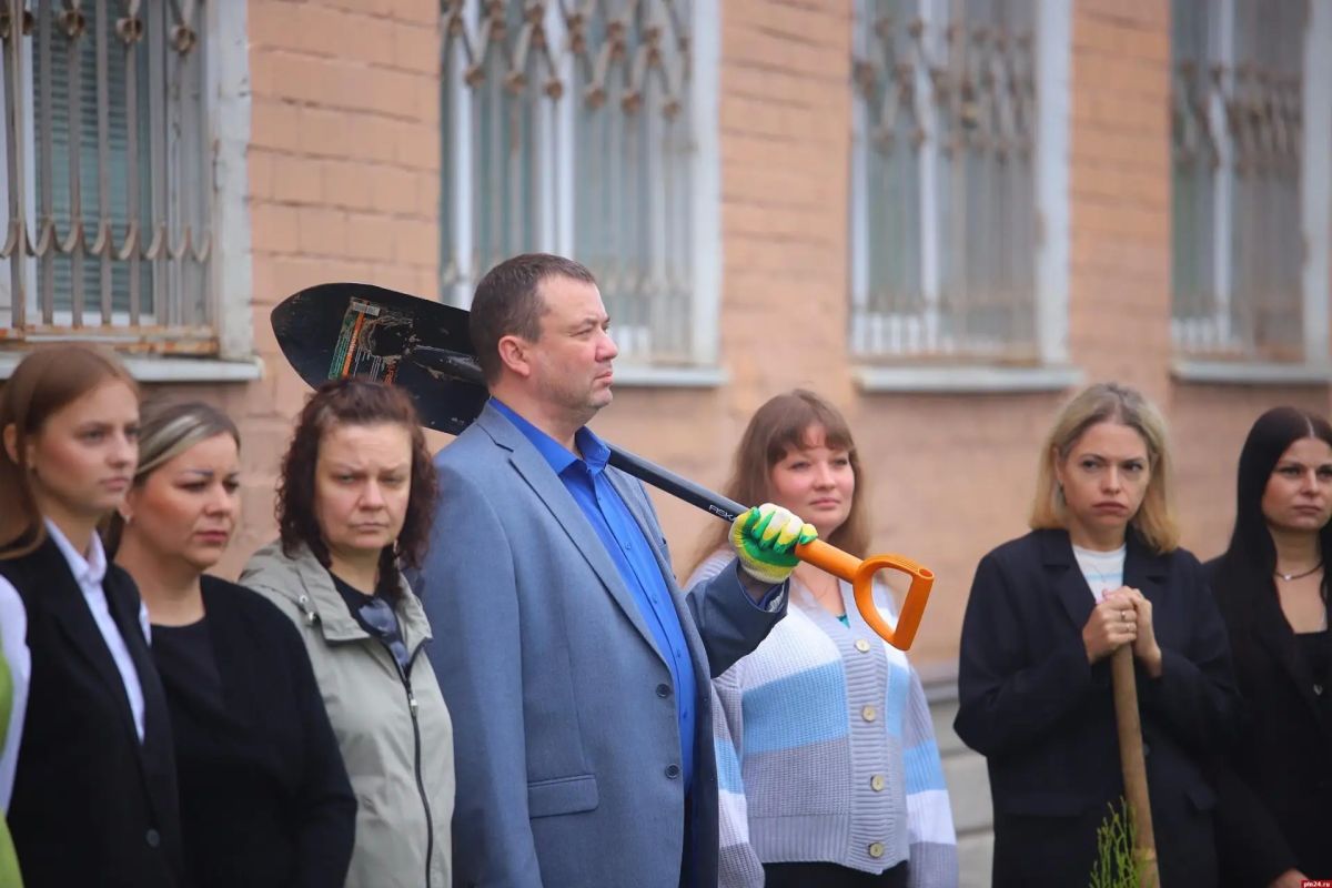 Туи высадили в честь 25-летия мировой юстиции Псковской области Туи высадили в честь 25-летия мировой юстиции Псковской области