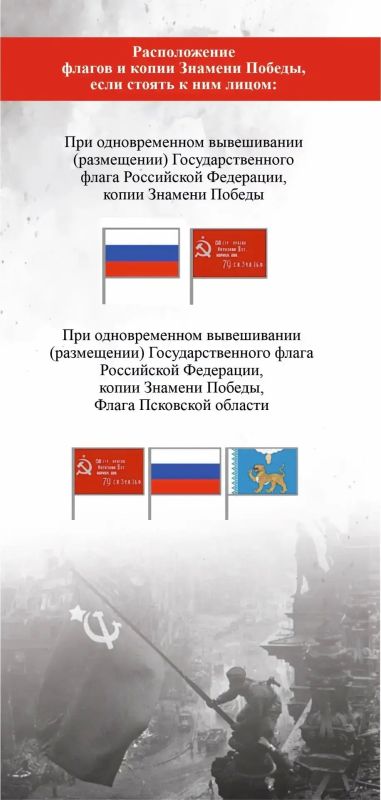 Михаил Ведерников: Также рассмотрели методические рекомендации, регламентирующие порядок размещения и использования Государственного флага РФ, флага Псковской области и копии Знамени Победы Михаил Ведерников: Также рассмотрели методические рекомендации, регламентирующие порядок размещения и использования Государственного флага РФ, флага Псковской области и копии Знамени Победы