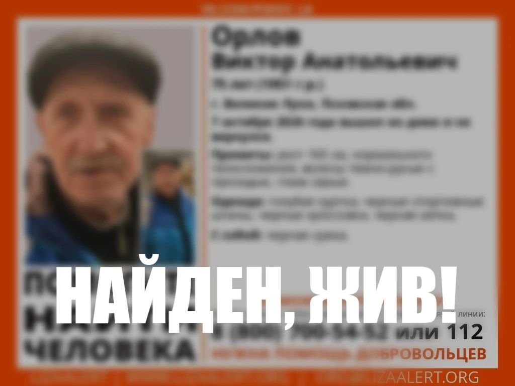 Пропавший 75-летний великолучанин найден живым