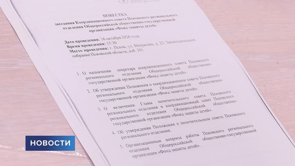 В Пскове состоялось первое заседание координационного совета регионального отделения Фонда защиты детей